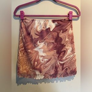 Urban Outfitters Printed Mesh Pink Combo Mini Skirt